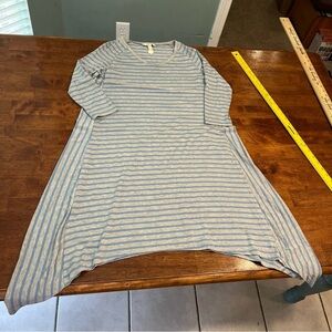 Matilda Jane women’s dress gray blue striped a-line dress size medium
